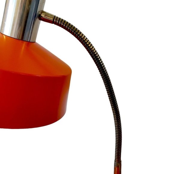 Vintage 70s Desk‎ Lamp Orange Metal Gooseneck Retro Mid Century MCM Germany - Picture 5 of 12